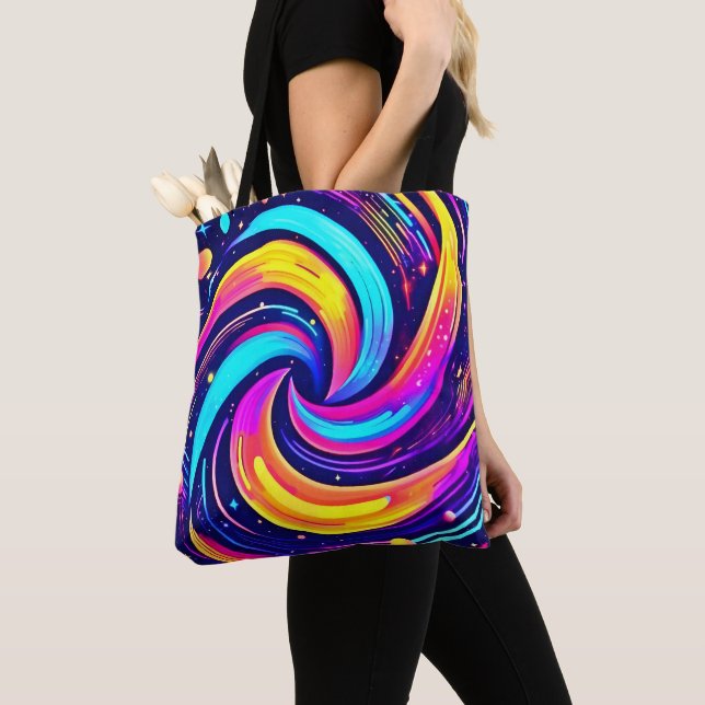 Colourful Cosmic Swirl Tote Bag (Close Up)