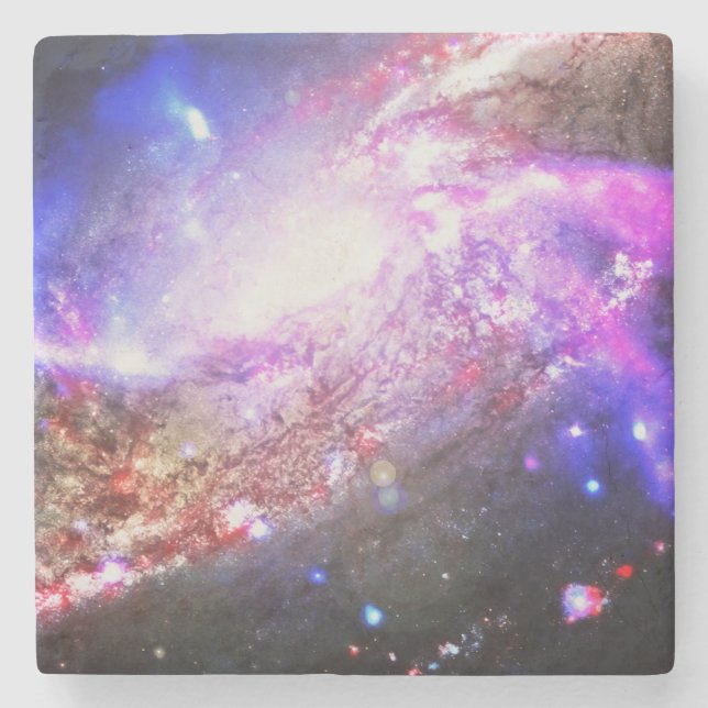 Colourful Cosmos Stone Coaster (Front)