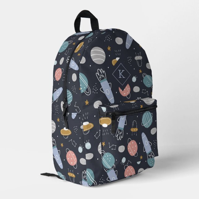Colourful cosmos symbols kids pattern printed backpack (Back Corner Left)