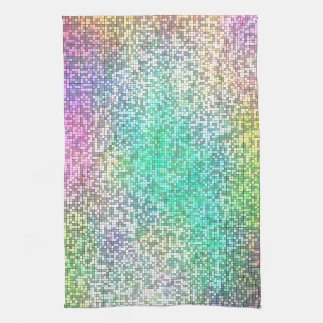 Colourful Cosmos Tile Mosaic Kitchen Towel (Vertical)