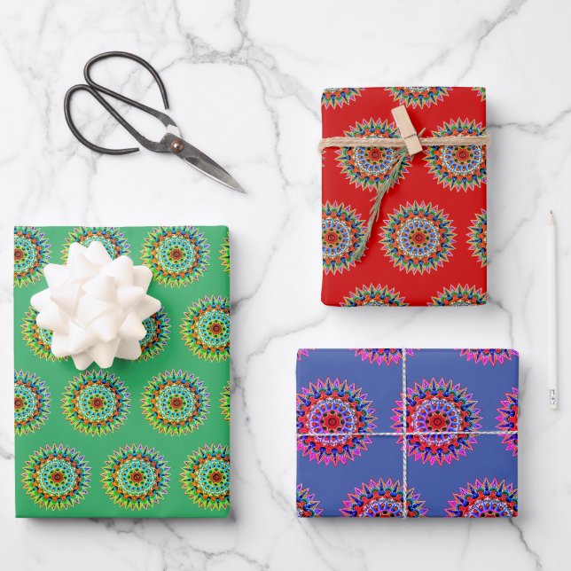 Colourful Costa Rica Wrapping Paper Set of 3 (Front)