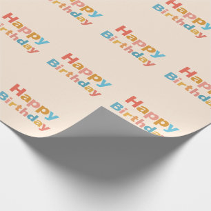 Colourful Costum Text Happy Birthday Wrapping Paper