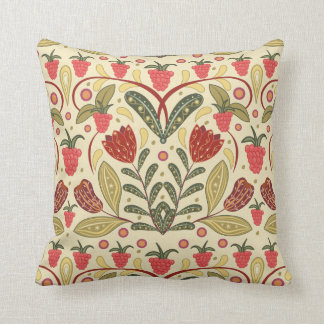 Colourful cottage floral folk art whimsical design throw pillow