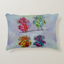 Colourful Couch Pillows (Whimsical Birds 01)