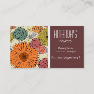 Colourful country flowers and leaves Business Card