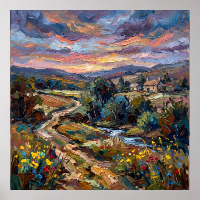 Colourful Country Road Landscape Poster (Front)