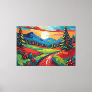 Colourful Countryside Landscape Art Canvas Print