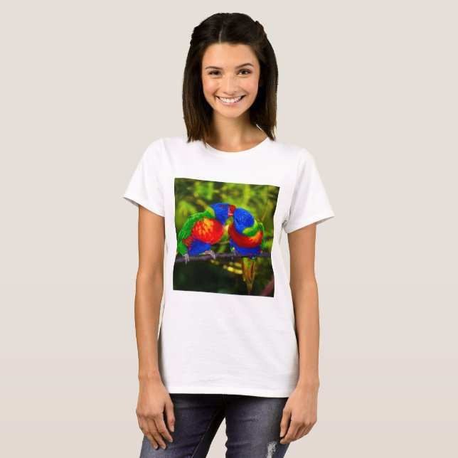 Colourful Couple of Parrots T-Shirt (Front Full)