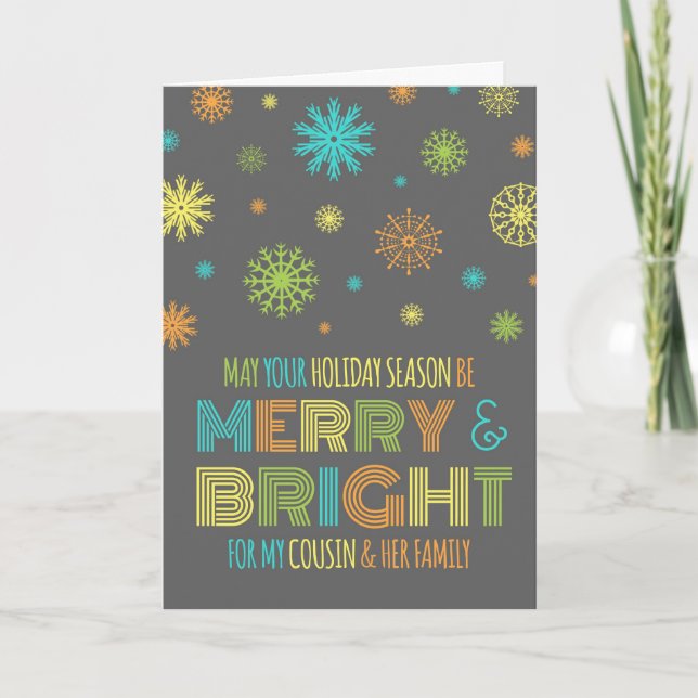 Colourful Cousin & her Family Christmas Card (Front)