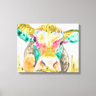 Colourful Cow Design Canvas Print