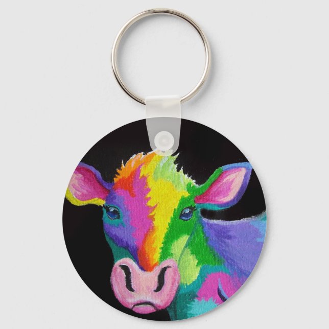 Colourful Cow Keychain (Front)