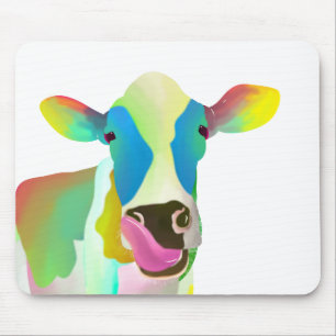 Colourful cow mouse pad
