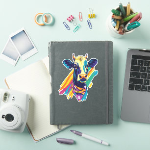 Colourful Cow Png, Rainbow Cow Design Png