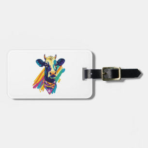 Colourful Cow Png, Rainbow Cow Design Png Luggage Tag