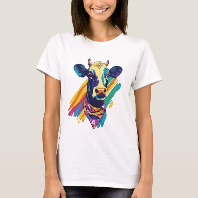 Colourful Cow Png, Rainbow Cow Design Png T-Shirt (Front)