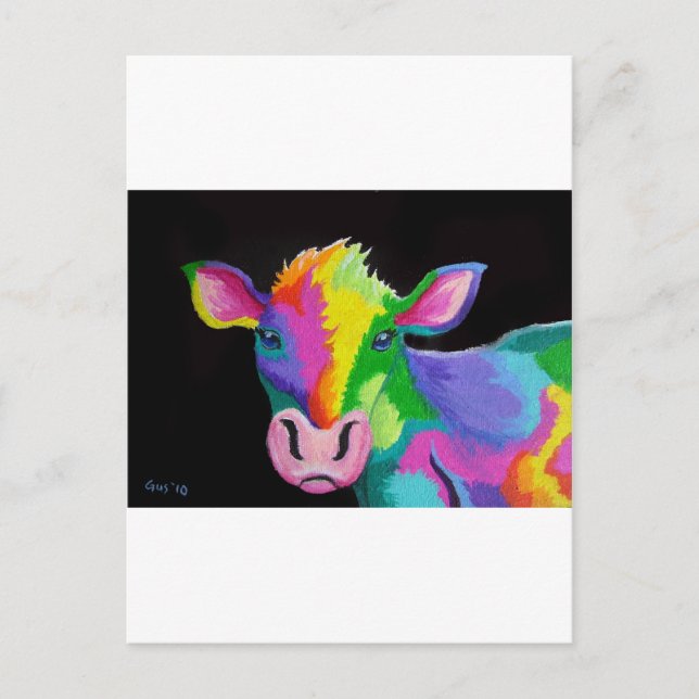 Colourful Cow Postcard (Front)