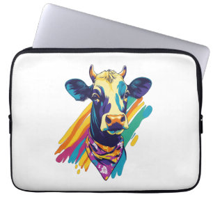 Colourful Cow , Rainbow Cow Design Laptop Sleeve