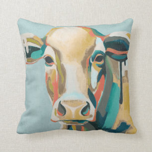 Colourful Cow Throw Pillow