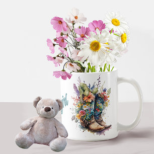 Colourful Cowgirl Boots and Flowers Coffee Mug