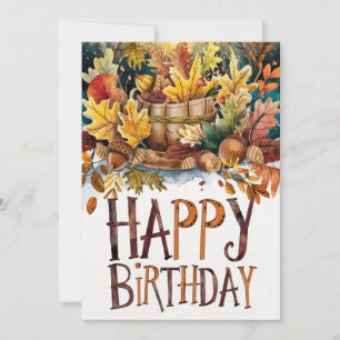 Colourful Cozy Wish Autumn Fall Happy Birthday Card