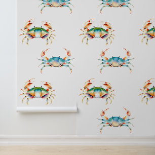Colourful Crabs Coastal Sand Dollar Seaside Wallpaper