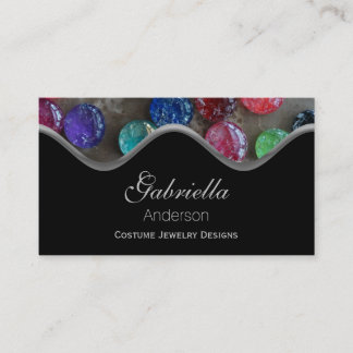 Colourful Crackled Cabochon Jewel Business Cards