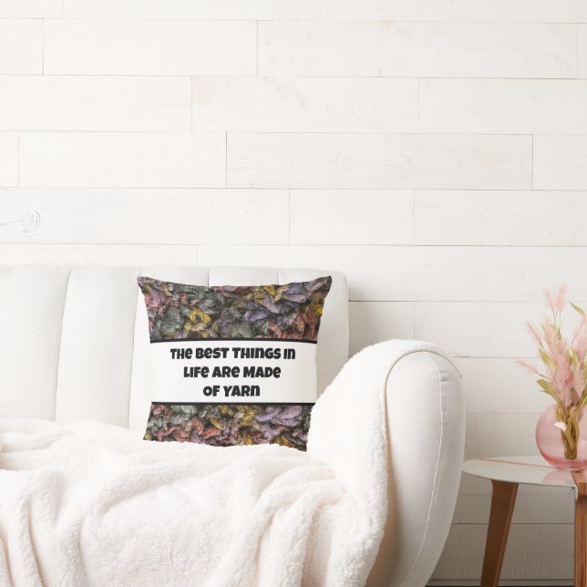 Colourful Crafter Knit Crochet Crafty Love Yarn Throw Pillow (Couch)