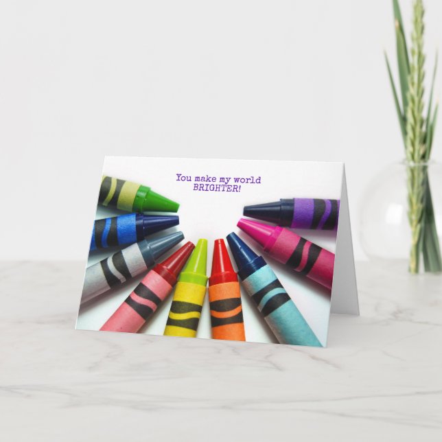 colourful crayon half circle thank you card (Front)