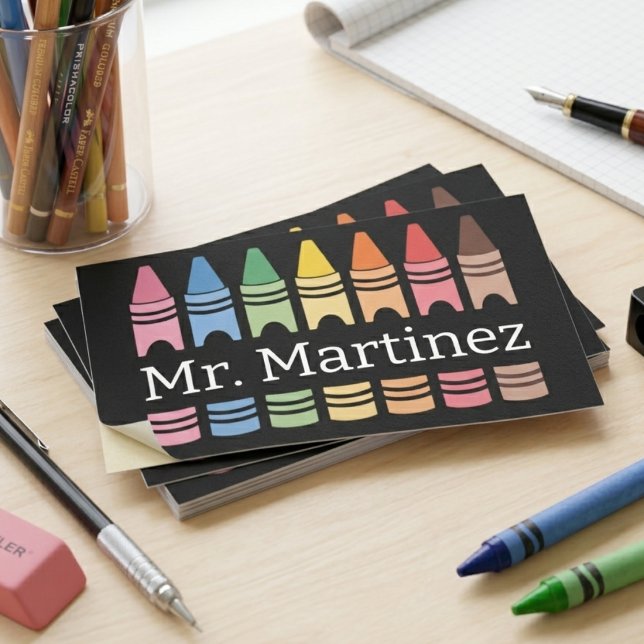 Colourful Crayon Teacher Name Classroom Design Sticker (Creator Uploaded)