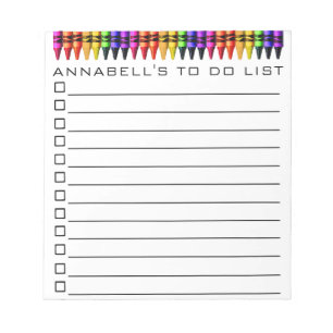 Colourful Crayon To Do List Personalize Notepad