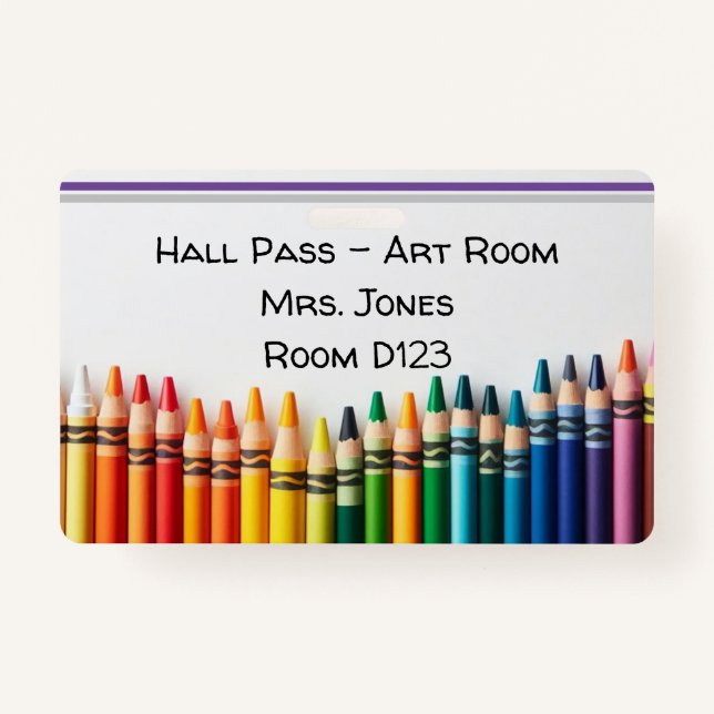 Colourful Crayons Hall Pass Badge (Front)