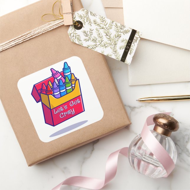 Colourful Crayons Let's Get Cray Square Sticker (Gifting)