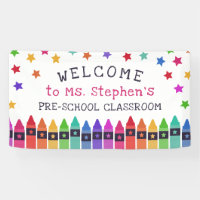 Colourful Crayons Stars Welcome Teacher's Classroo