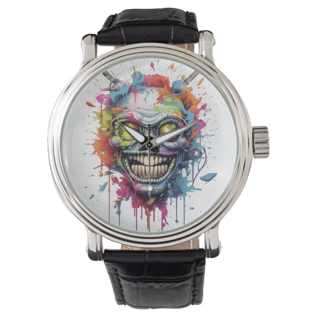 Colourful Crazy Alien Head Space Aliens Martians Watch (Front)