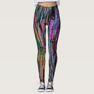 Colourful, Crazy, Funky with Vertical Abstract Art Leggings