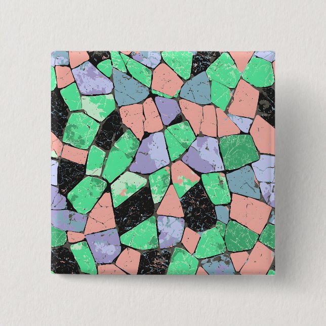 Colourful Crazy Paving Stone Pattern 2 Inch Square Button (Front)