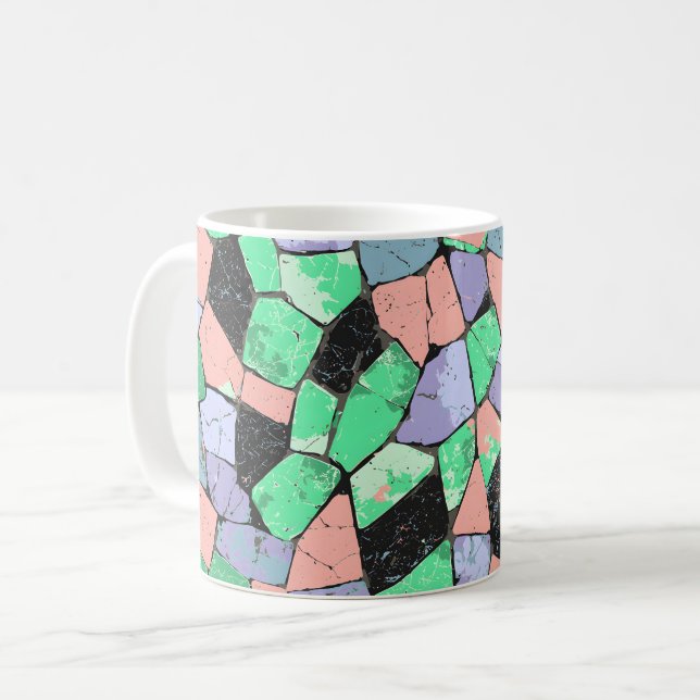 Colourful Crazy Paving Stone Pattern Coffee Mug (Front Left)