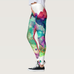 Colourful, Crazy, Unique Paint Splatter Rainbow Leggings