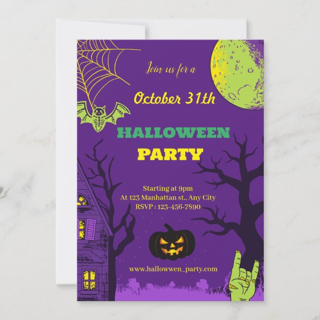  Colourful Creative Fun Halloween Party Invitation (Front)