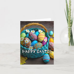 Colourful Creative Happy Easter Basket Holiday Card