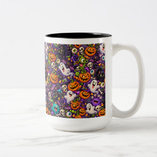 Colourful Creepy Halloween Two-Tone Coffee Mug