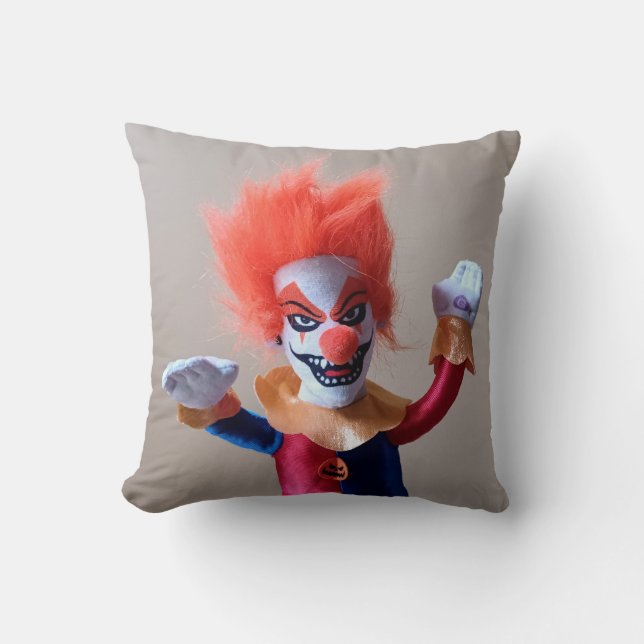 Colourful Creepy Scary Clown Throw Pillow (Front)