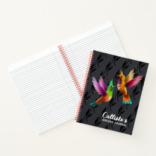 Colourful Crested Hummingbirds in Flight Notebook