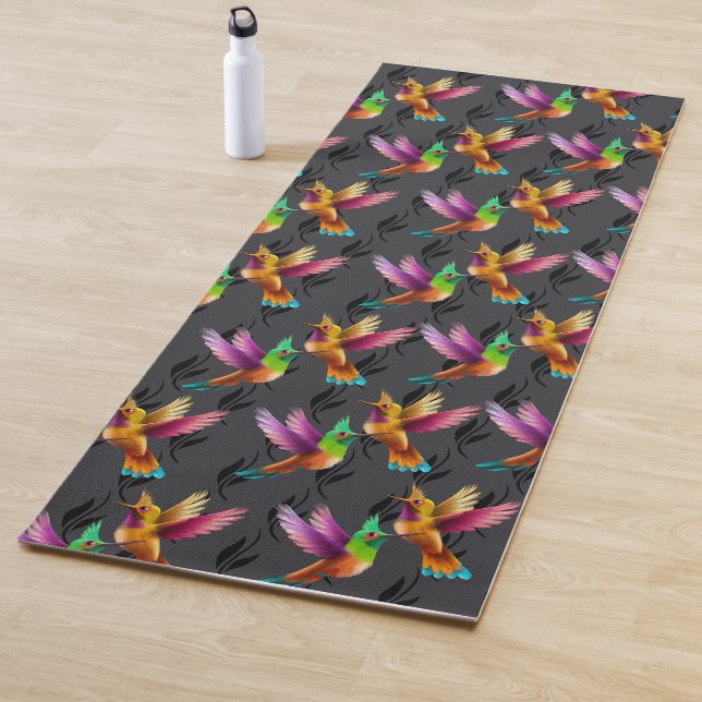 Colourful Crested Hummingbirds in Flight Yoga Mat (In Situ)