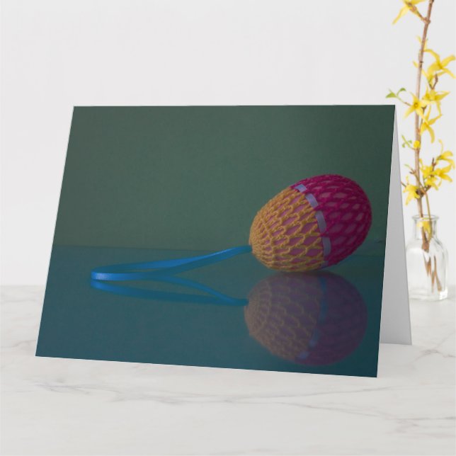 Colourful Crochet Easter Egg Folded Greeting Card (Yellow Flower)