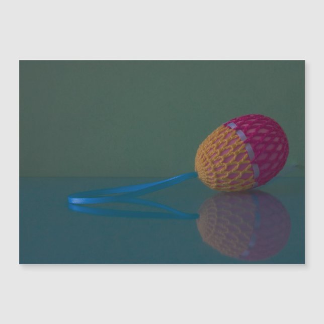 Colourful Crochet Easter Egg Holiday Magnetic Card (Front)