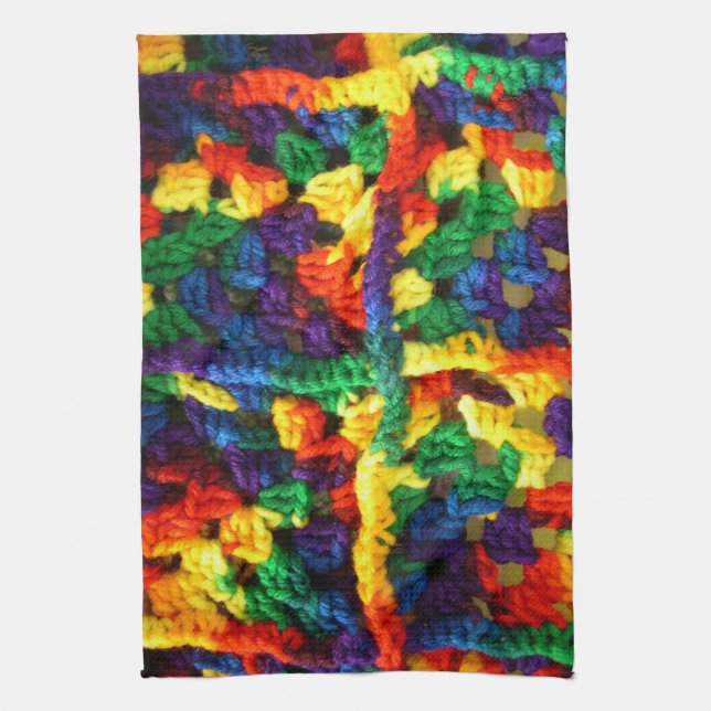 Colourful Crochet Kitchen Towel (Vertical)