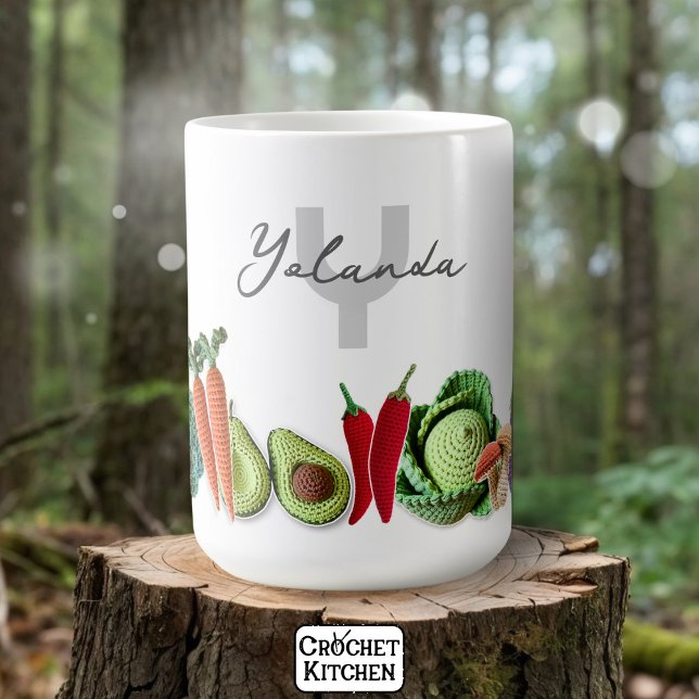 Colourful Crochet Vegetable Sticker Collage Name  Coffee Mug (Creator Uploaded)