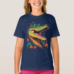 Colourful Crocodile Portrait T-Shirt