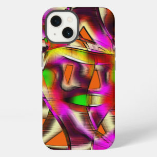 Colourful crooked cutouts with pink and carved iPhone 13 case